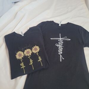 Bella Canvas Lot of 2 Christian Faith Black Tshirts Women's Size Medium